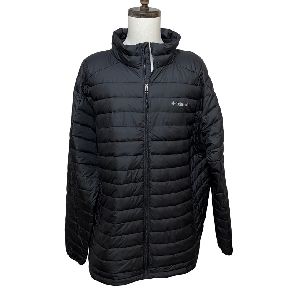 Columbia Puffer Jacket Mens 3XT Black White Out II Omni-Heat Insulated Full Zip